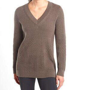 Athleta Teton V-Neck Chunky Sweater - Coffee House